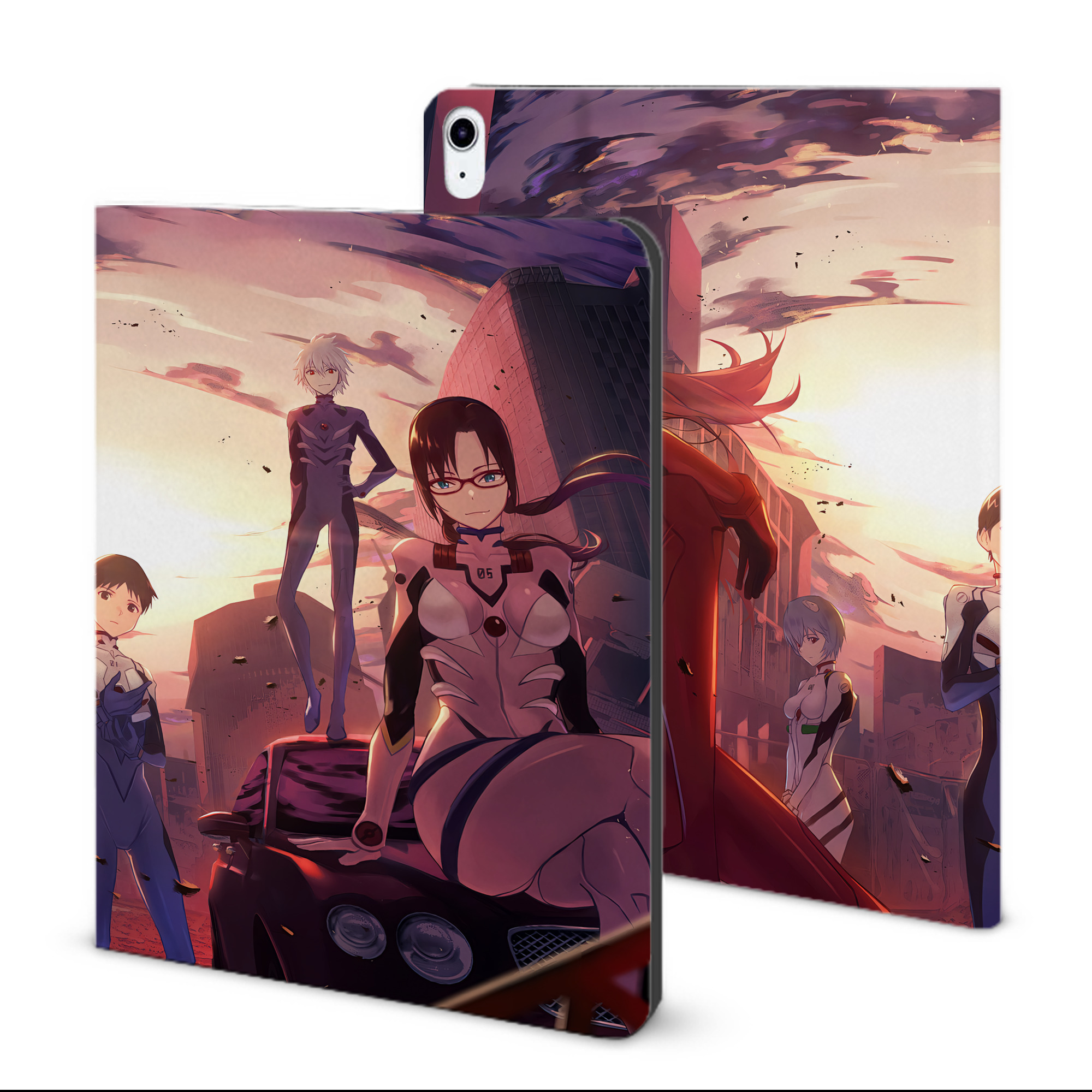 （画像用） EVA 新世紀エヴァンゲリオン IPad ケース ブック型 PUレザー TPU 耐衝撃 軽量 薄型 ペン収納なし 全面保護 IPad 各モデル対応